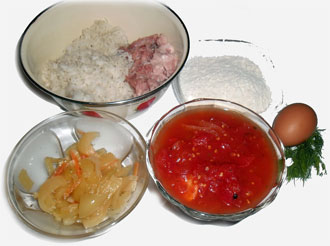 Ингредиенты для ёжиков с маринованными овощами.