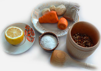 Ингредиенты салата из моркови и сельдерея.