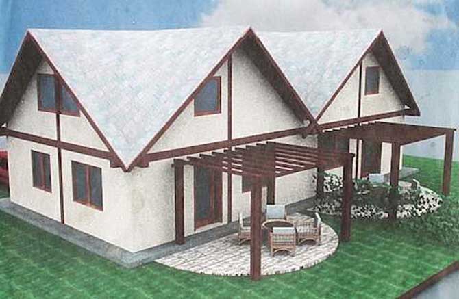 Дом с гиперболической крышей.